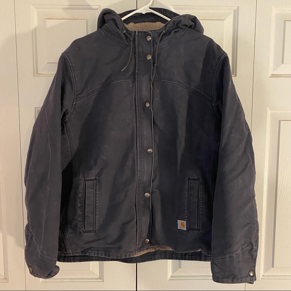 Carhartt womens sherpa lined hooded duck jacket size XL